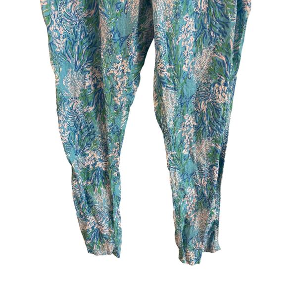 Lilly Pulitzer Taron 100% Linen Pants Size XL Drawstrings Blue Pockets - Picture 3 of 8